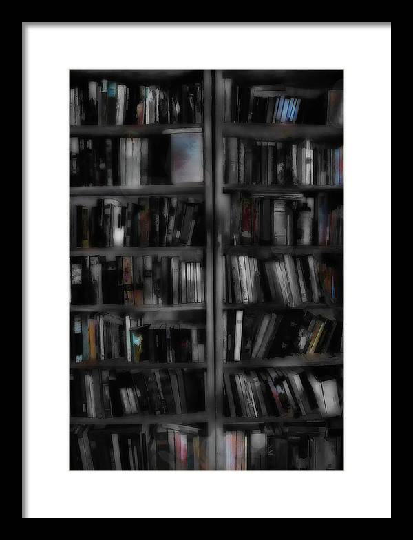 Black and White Bookshelves - Framed Print