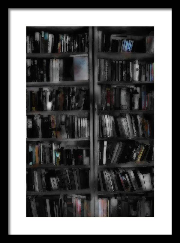 Black and White Bookshelves - Framed Print