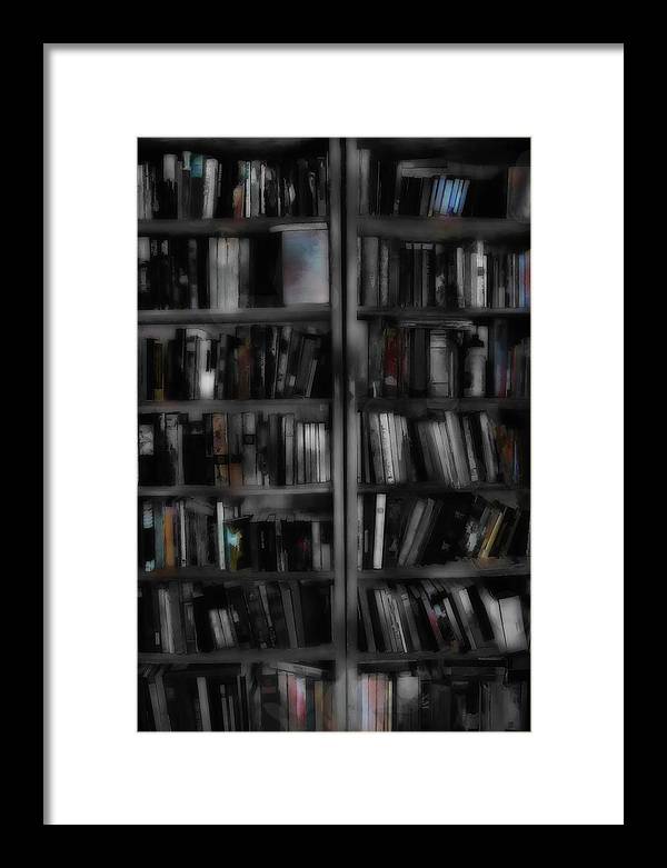 Black and White Bookshelves - Framed Print