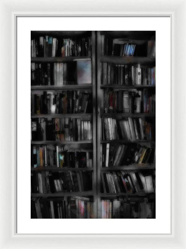 Black and White Bookshelves - Framed Print