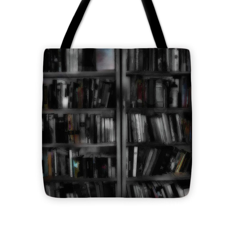 Black and White Bookshelves - Tote Bag