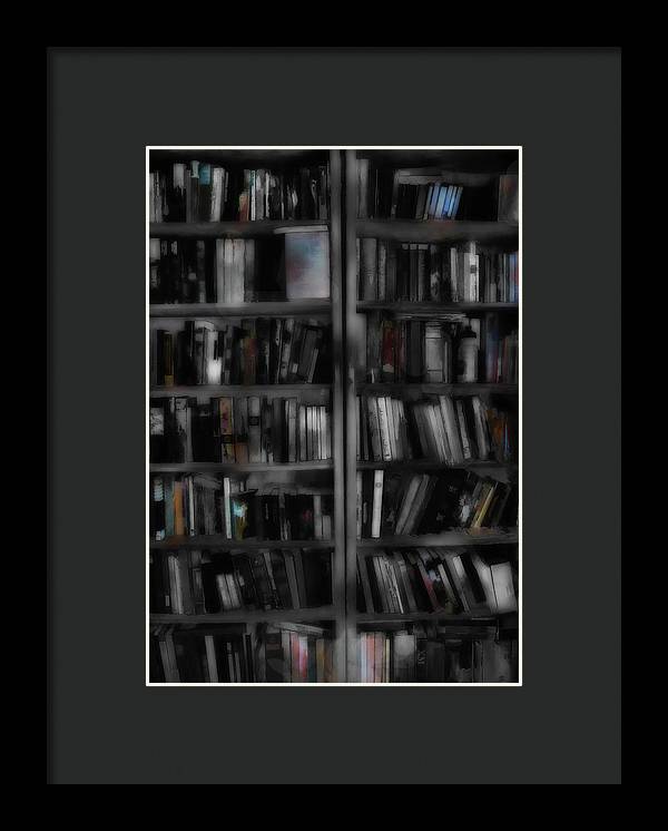 Black and White Bookshelves - Framed Print