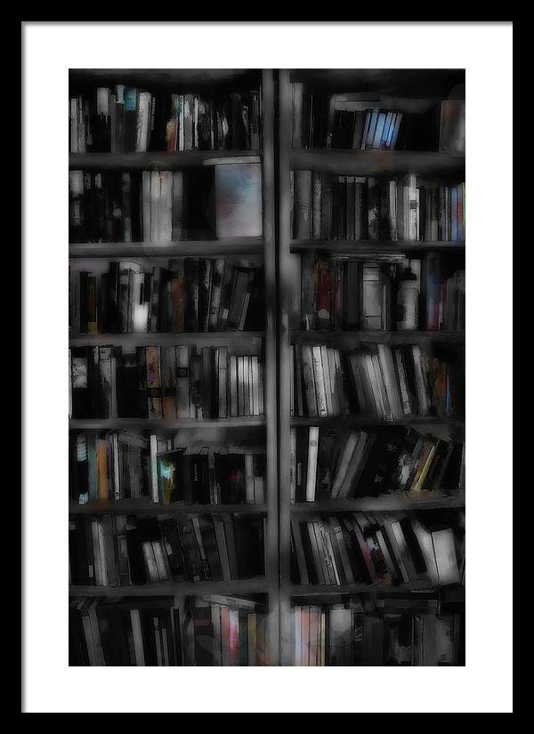 Black and White Bookshelves - Framed Print