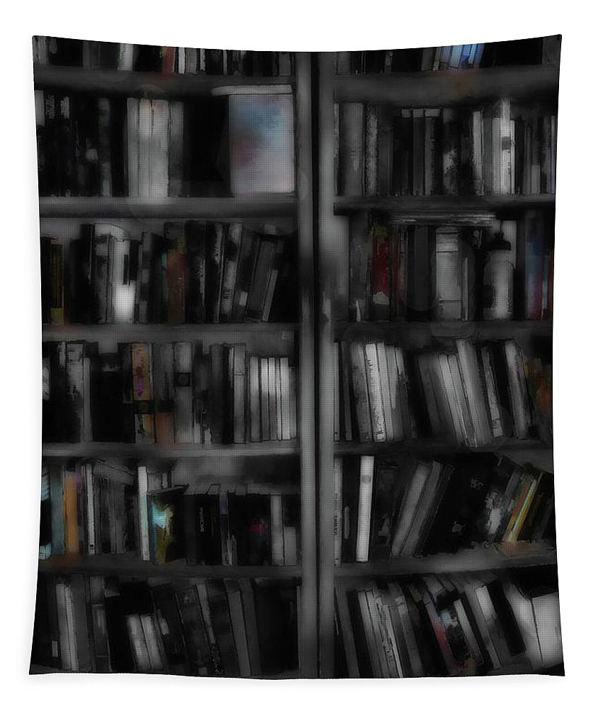 Black and White Bookshelves - Tapestry