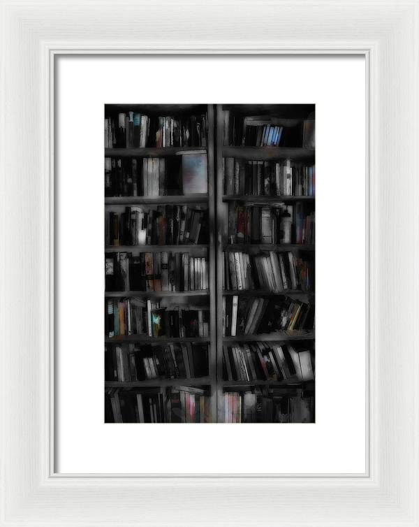 Black and White Bookshelves - Framed Print