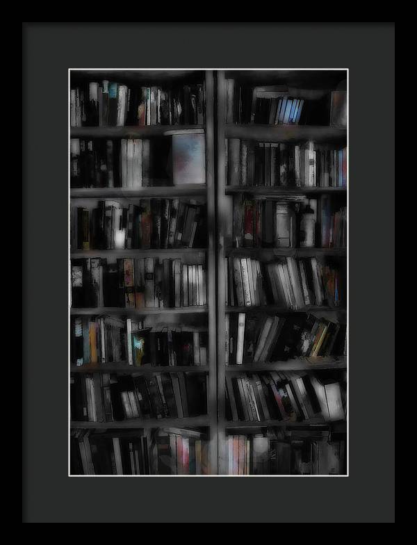 Black and White Bookshelves - Framed Print