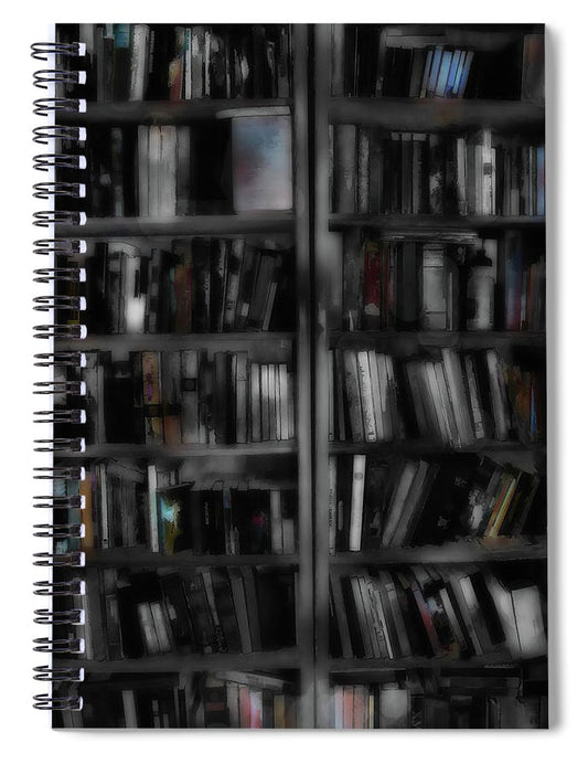 Black and White Bookshelves - Spiral Notebook