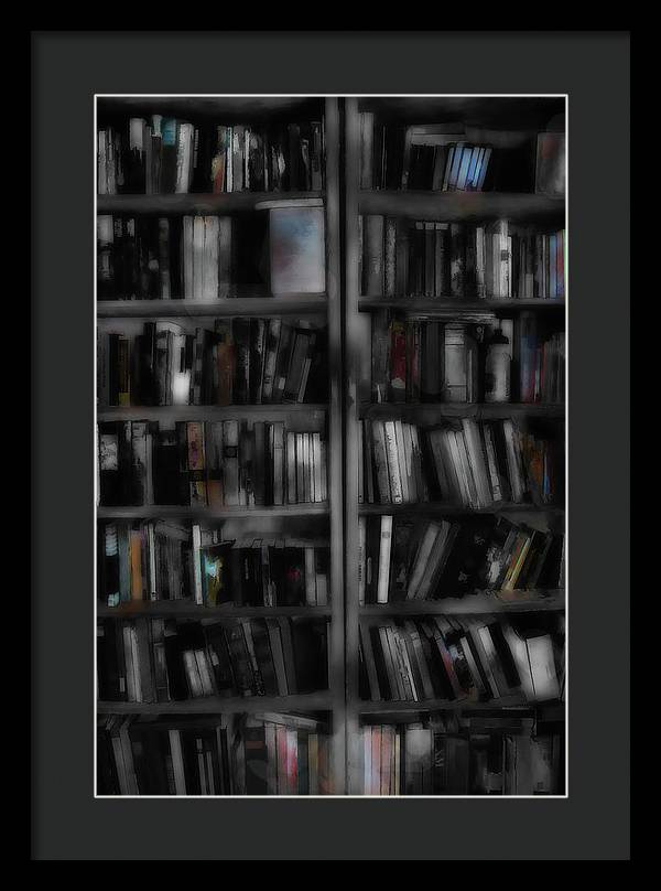 Black and White Bookshelves - Framed Print