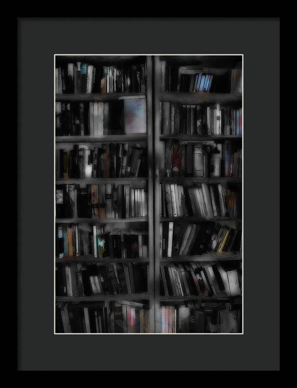 Black and White Bookshelves - Framed Print