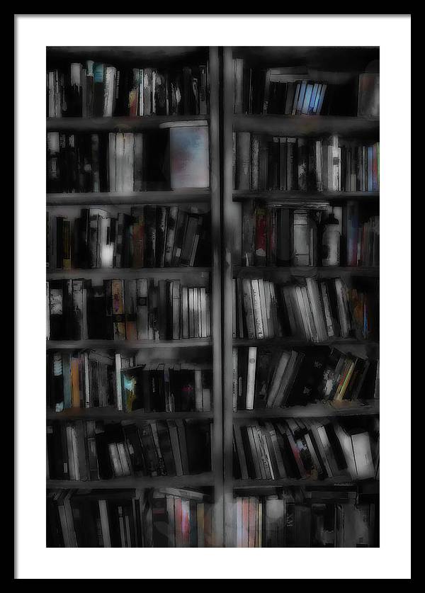 Black and White Bookshelves - Framed Print