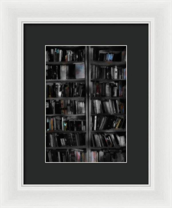 Black and White Bookshelves - Framed Print