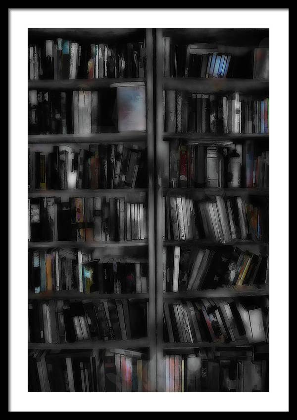 Black and White Bookshelves - Framed Print