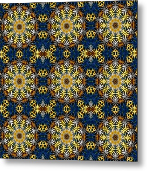 Blue and Yellow Kaleidoscope - Metal Print