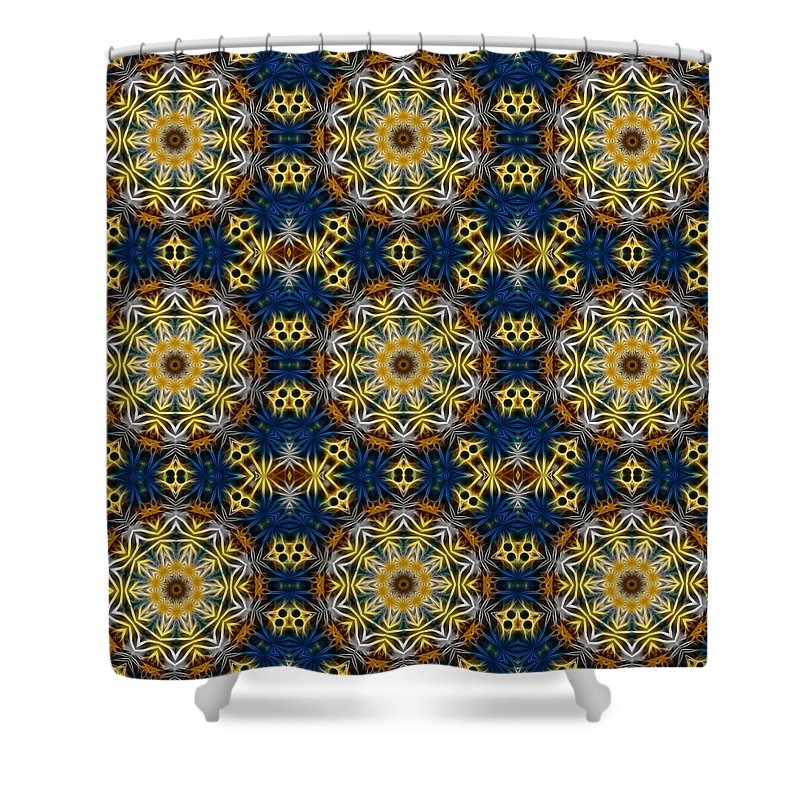 Blue and Yellow Kaleidoscope - Shower Curtain