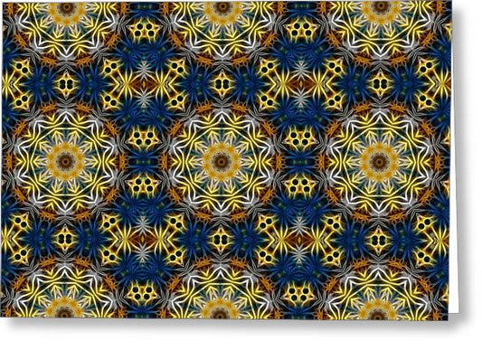 Blue and Yellow Kaleidoscope - Greeting Card