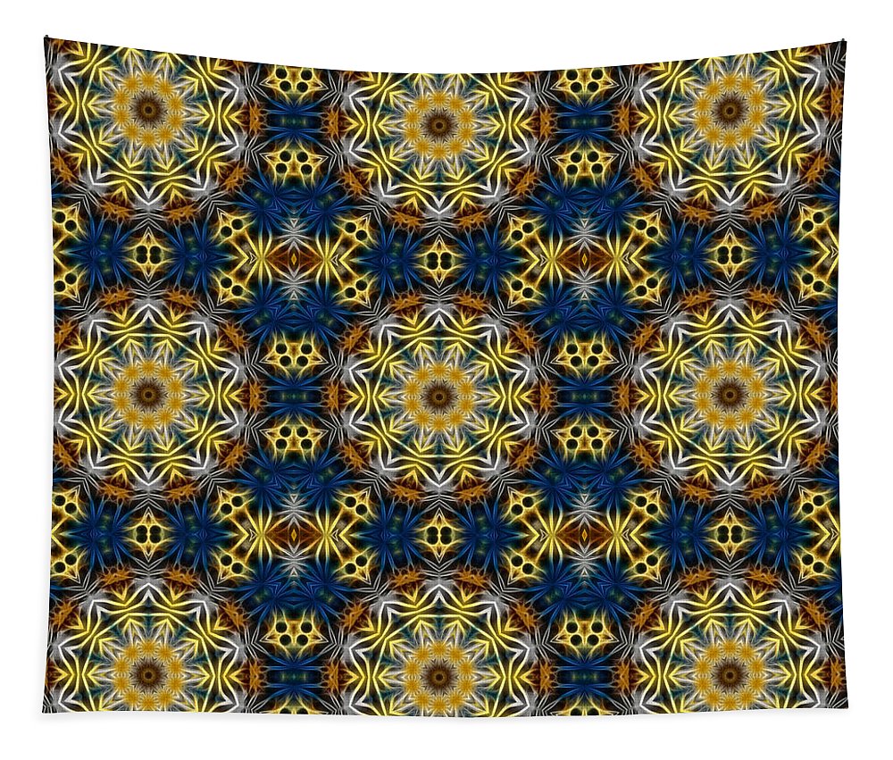 Blue and Yellow Kaleidoscope - Tapestry