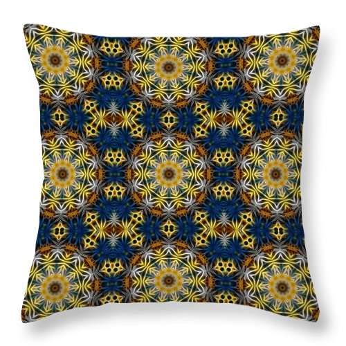 Blue and Yellow Kaleidoscope - Throw Pillow