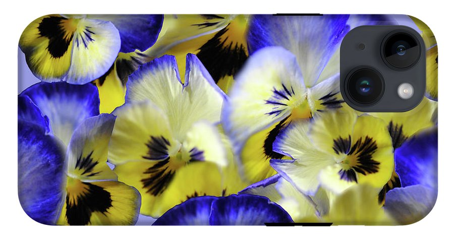 Blue and Yellow Pansies Collage - Phone Case