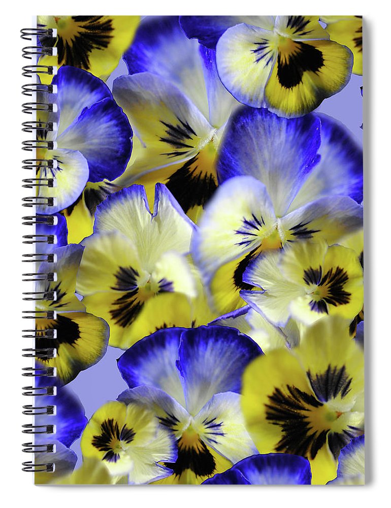 Blue and Yellow Pansies Collage - Spiral Notebook