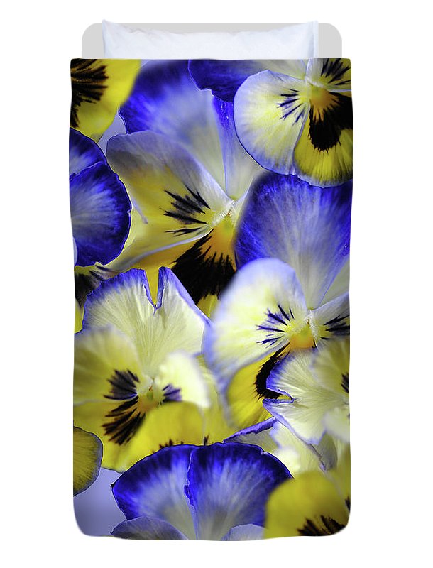 Blue and Yellow Pansies Collage - Duvet Cover