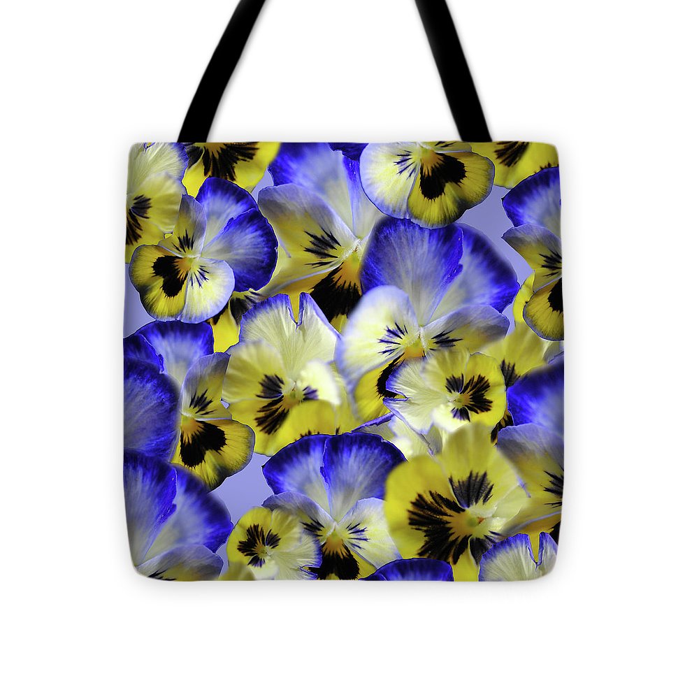 Blue and Yellow Pansies Collage - Tote Bag