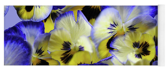 Blue and Yellow Pansies Collage - Yoga Mat
