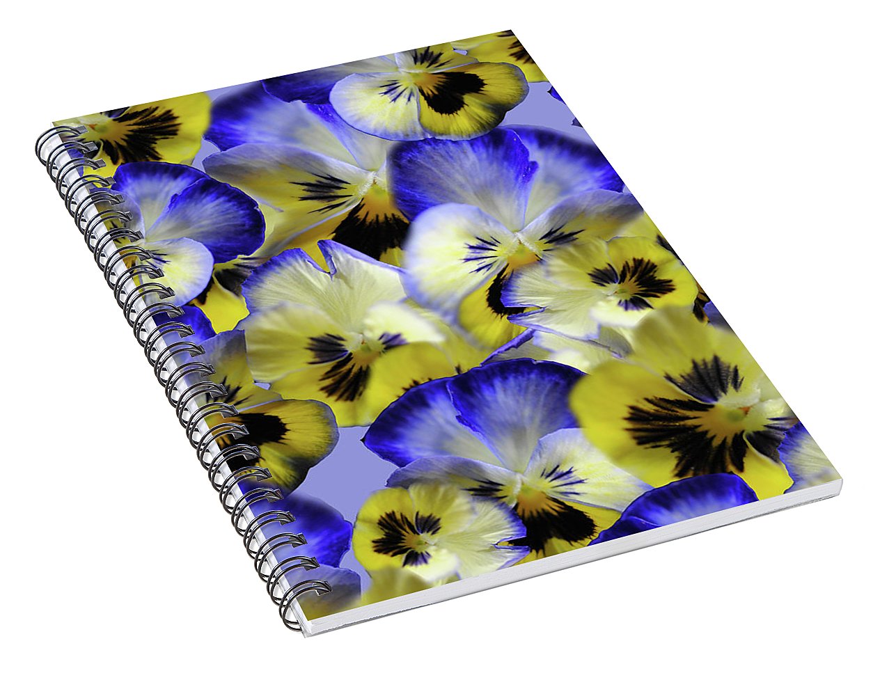 Blue and Yellow Pansies Collage - Spiral Notebook
