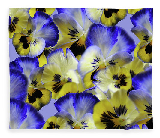 Blue and Yellow Pansies Collage - Blanket