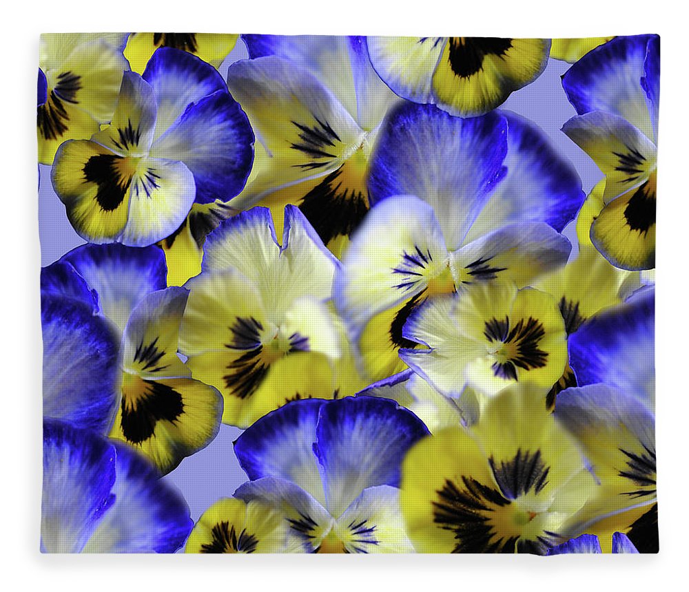 Blue and Yellow Pansies Collage - Blanket