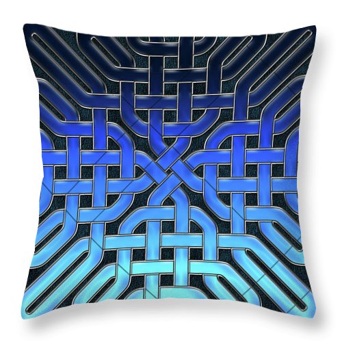 Blue Celtic Knot Ice Glass - Throw Pillow