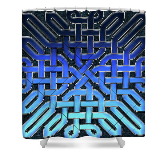 Blue Celtic Knot Ice Glass - Shower Curtain