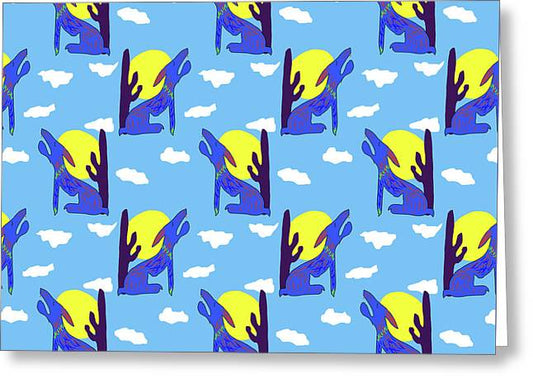 Blue Coyote Pattern - Greeting Card