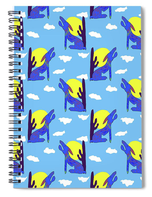 Blue Coyote Pattern - Spiral Notebook