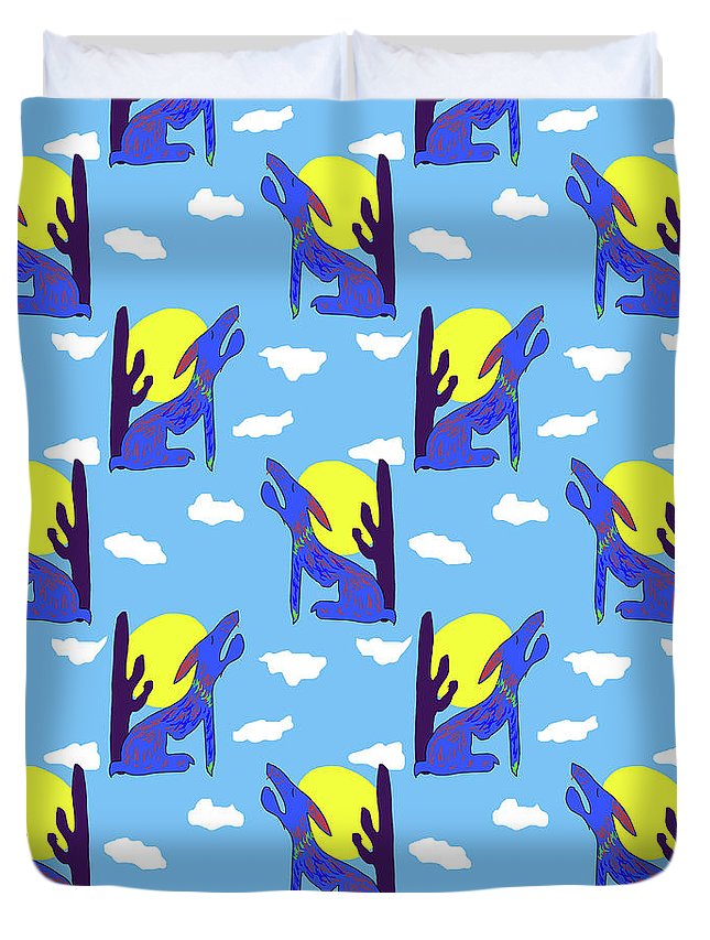 Blue Coyote Pattern - Duvet Cover
