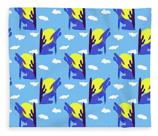 Blue Coyote Pattern - Blanket