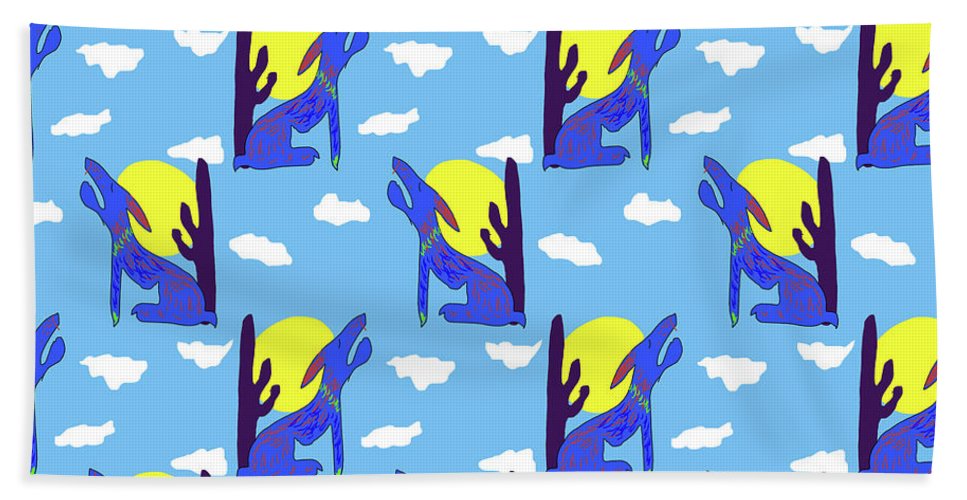 Blue Coyote Pattern - Bath Towel