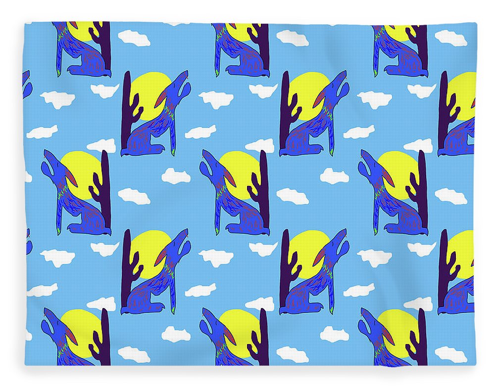 Blue Coyote Pattern - Blanket
