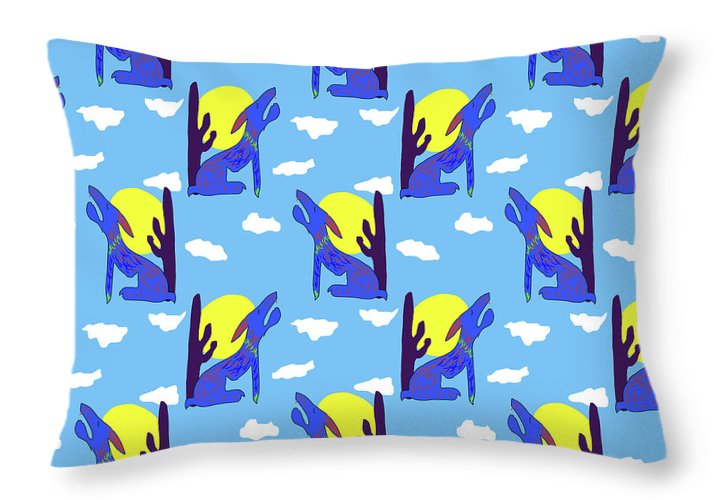 Blue Coyote Pattern - Throw Pillow