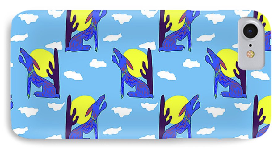 Blue Coyote Pattern - Phone Case