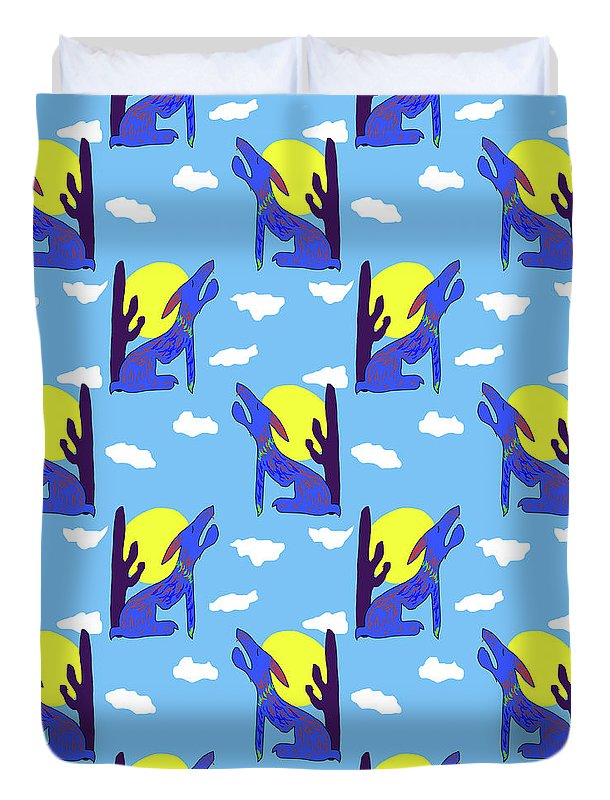 Blue Coyote Pattern - Duvet Cover