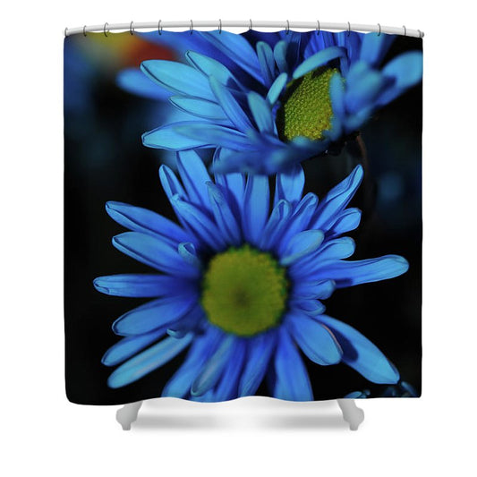 Blue Daisy Vertical - Shower Curtain