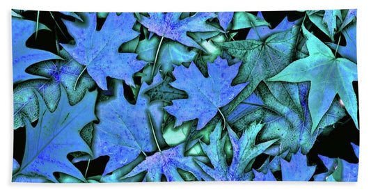 Blue Fall leaves - Beach Towel