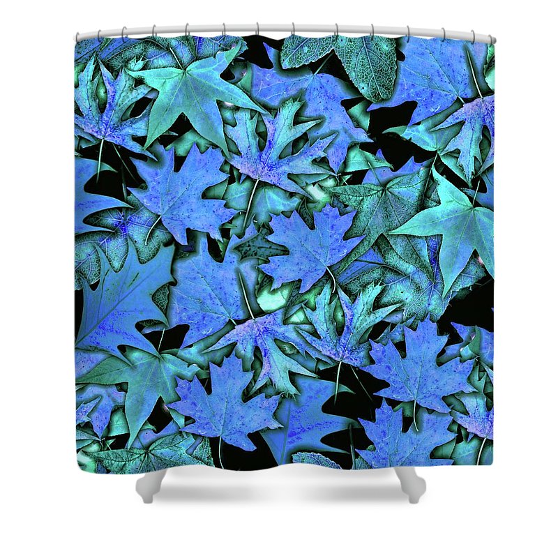 Blue Fall leaves - Shower Curtain