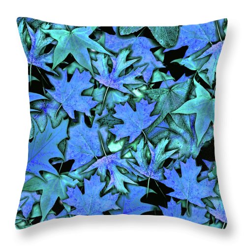 Blue Fall leaves - Throw Pillow
