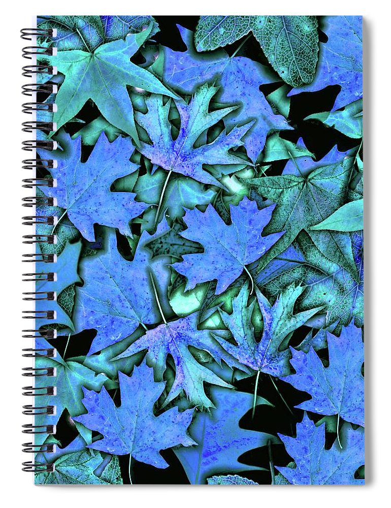 Blue Fall leaves - Spiral Notebook