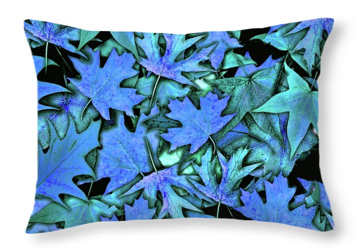 Blue Fall leaves - Throw Pillow