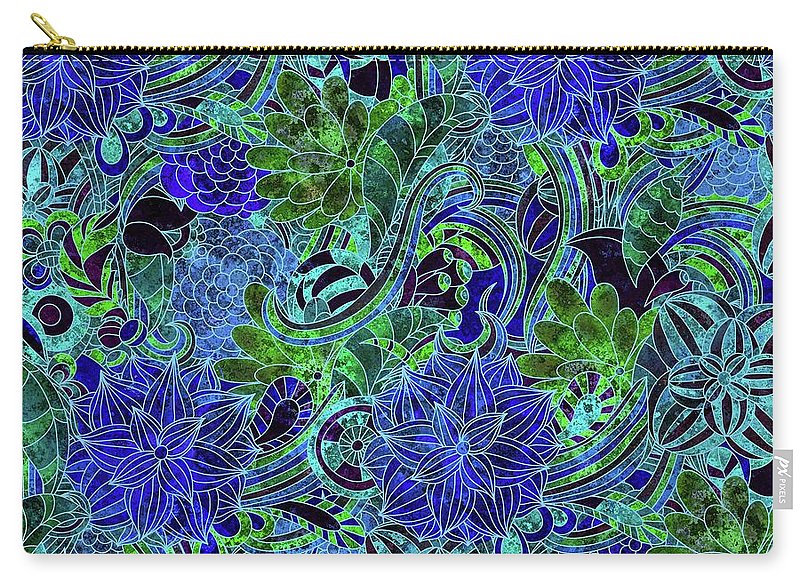 Blue Floral Pattern - Carry-All Pouch