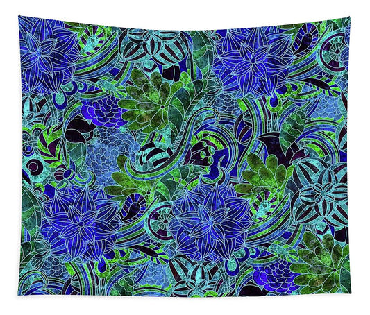 Blue Floral Pattern - Tapestry