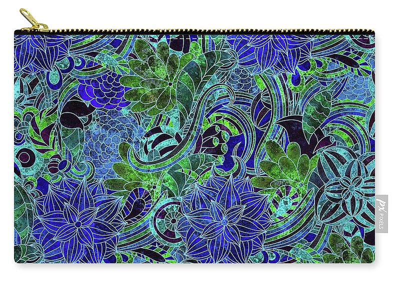 Blue Floral Pattern - Carry-All Pouch