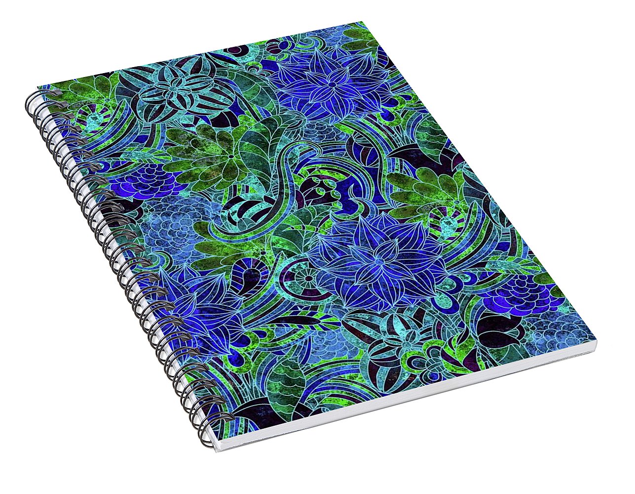 Blue Floral Pattern - Spiral Notebook